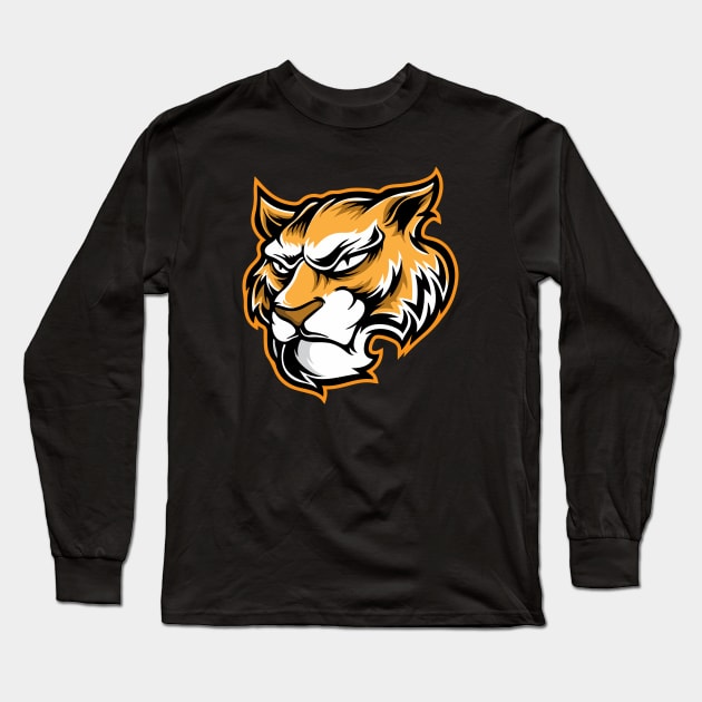 angry face tiger Long Sleeve T-Shirt by Spring Moon